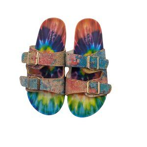 Nicole Miller tie dye rhinestone 2 buckle sandals Size 8